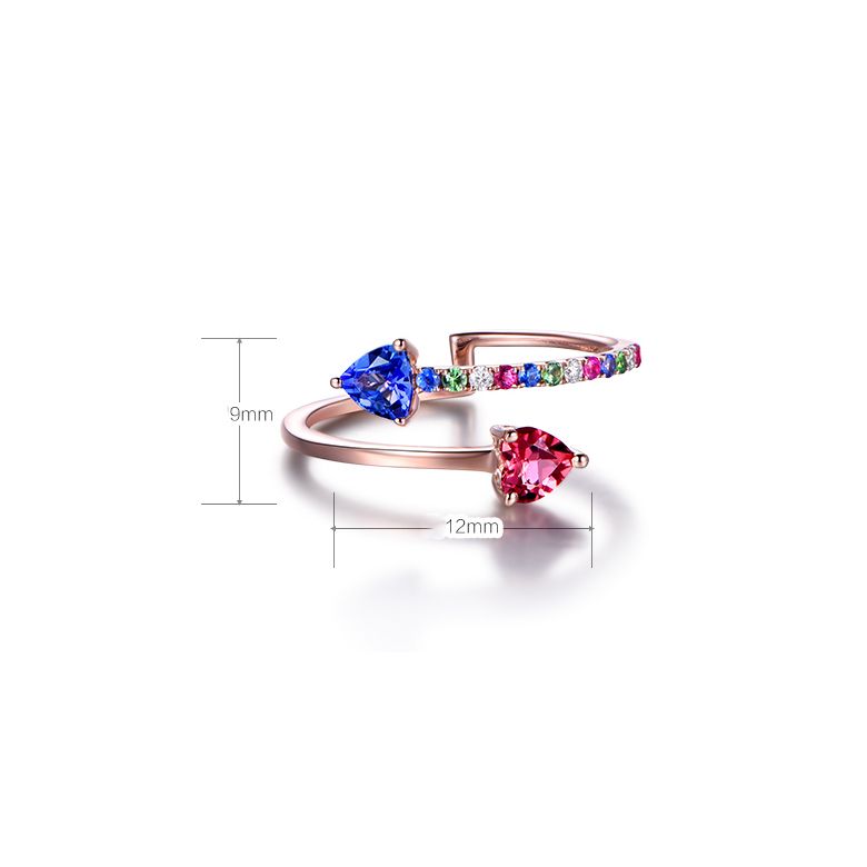 Bague signaux inversés. Or rose, Saphirs - 5