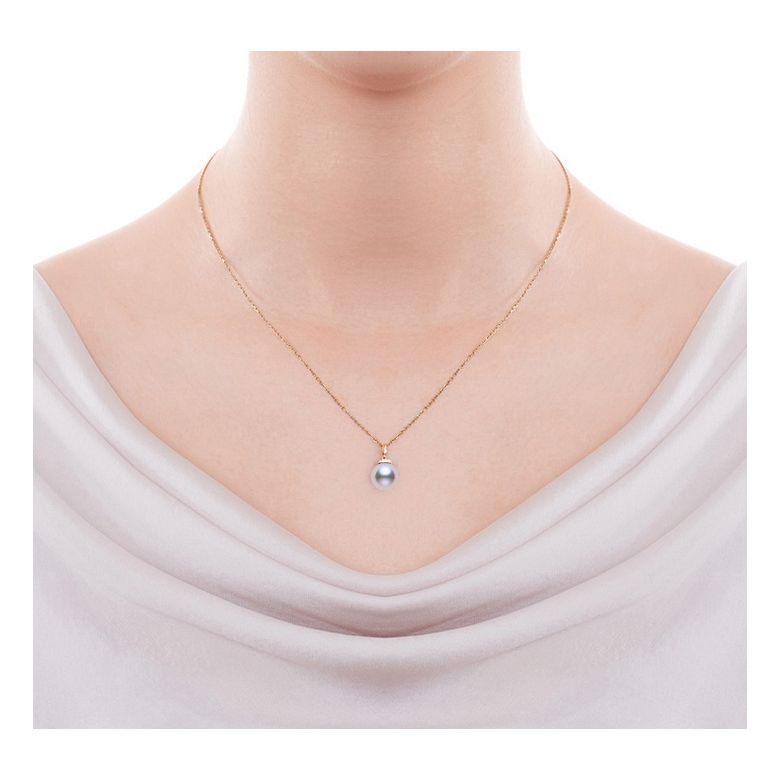 Pendentif et Boucles Style princesse. Perles Akoya, Or rose, diamants. - 2