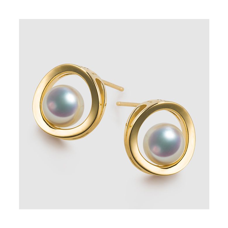 Boucle d oreille perle Akoya - Himiko - Perle du Japon, Or jaune - 2