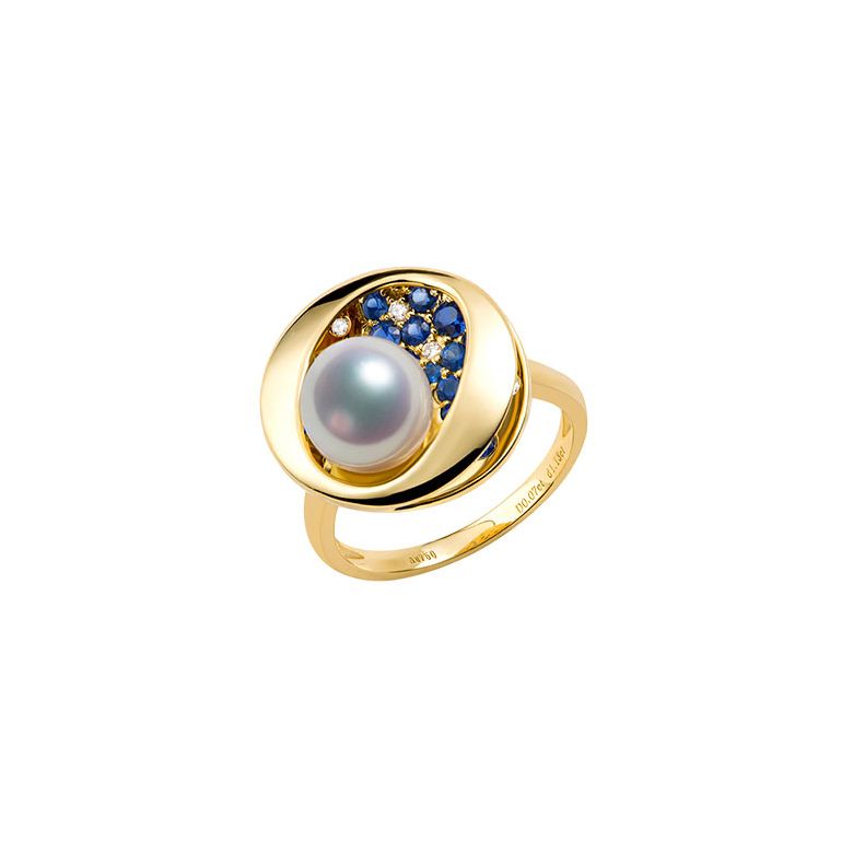 Bague Seiza Constellation I Perle Akoya, saphir, diamant I Or jaune - 6