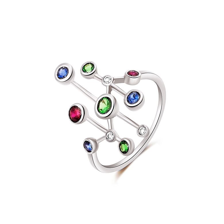 Bague gouttes d’amour. Or blanc, pierres précieuses - 10