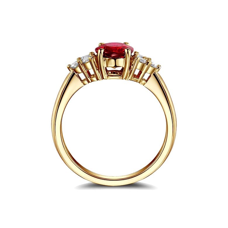 Bague Fiançailles Rubis, Diamants, Or jaune. Douce France - 8