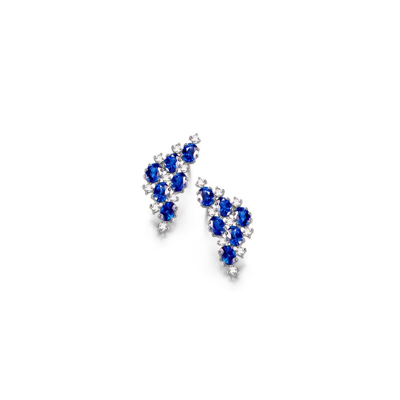 Boucle d oreille Triangle des Bermudes - Saphir, or blanc, diamant - 4