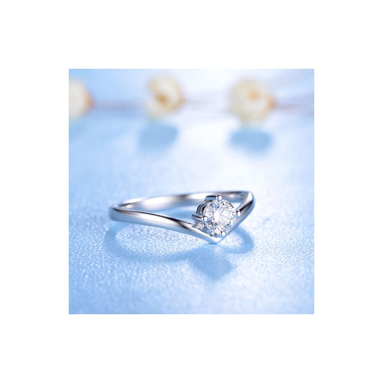 Bague Solitaire Accompagné Wonder Woman -  Bague de Fiançailles Or Blanc | Gemperles - 12