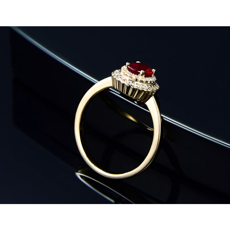 1 rubis, des diamants et de l'or jaune : Bague Florali - 9