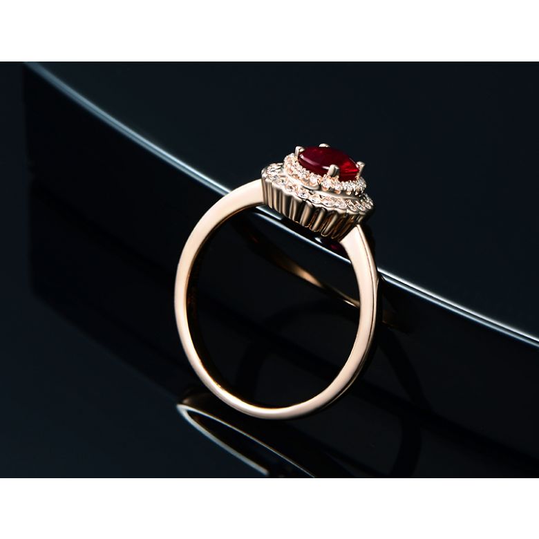 1 rubis, des diamants et de l'or rose : Bague Florali - 8