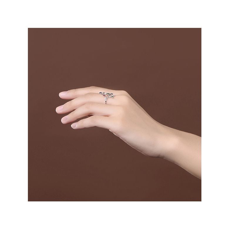 Bague gouttes d’amour. Or blanc, pierres précieuses - 4
