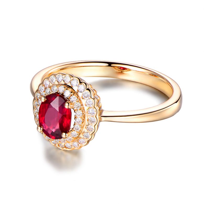 1 rubis, des diamants et de l'or jaune : Bague Florali - 11