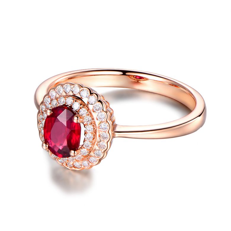 1 rubis, des diamants et de l'or rose : Bague Florali - 10