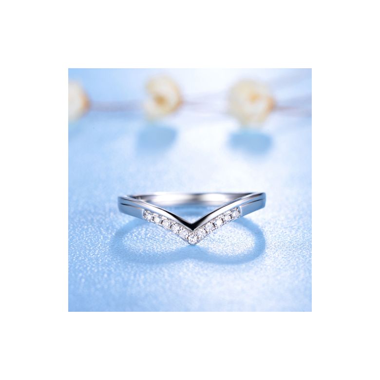Bague Solitaire Accompagné Wonder Woman -  Bague de Fiançailles Or Blanc | Gemperles - 13