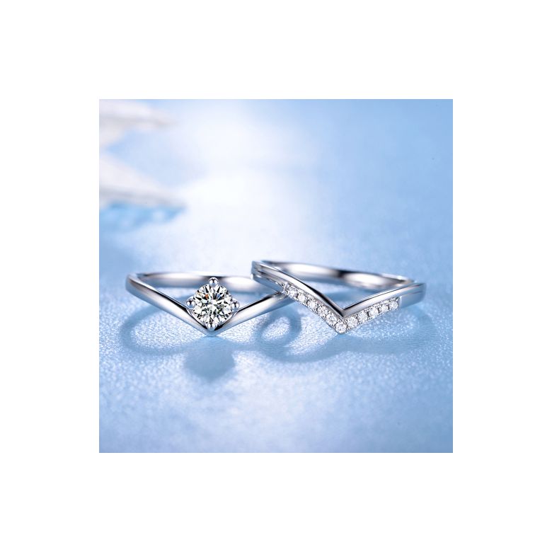 Bague Solitaire Accompagné Wonder Woman -  Bague de Fiançailles Or Blanc | Gemperles - 14