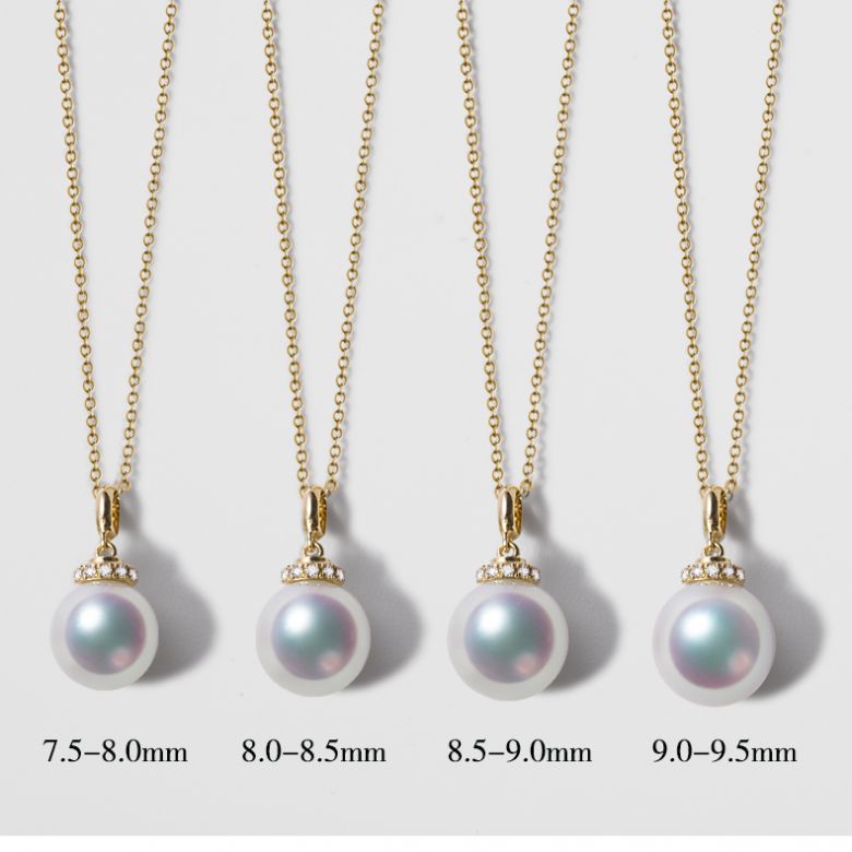 Pendentif Ojo. Perle Akoya Japon. Couronne Diamants, Or rose - 7