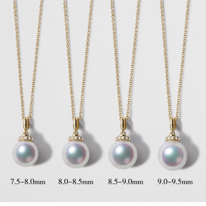 Pendentif Ojo. Perle Akoya Japon. Couronne Diamants, Or blanc - 6