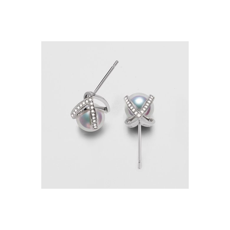 Pendentif et Boucles Masako du Japon. Perles Akoya, Or blanc, diamants - 5