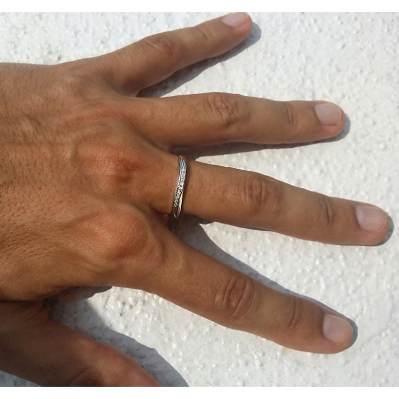 Alliances or mariage - Alliances diamants - Or blanc, Couple - 4