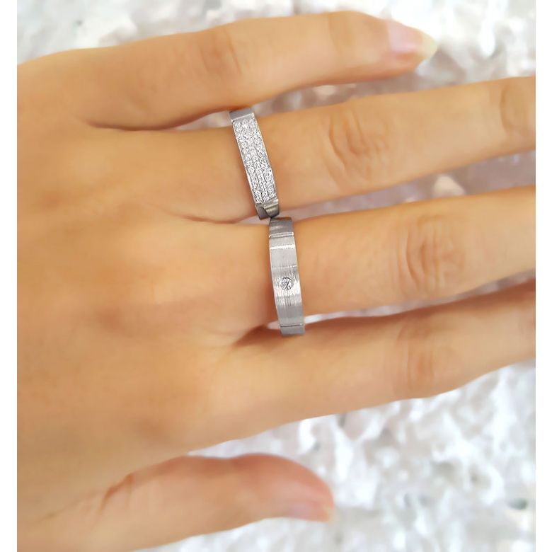 Alliances or blanc Couple - Sertissage diamants - 3