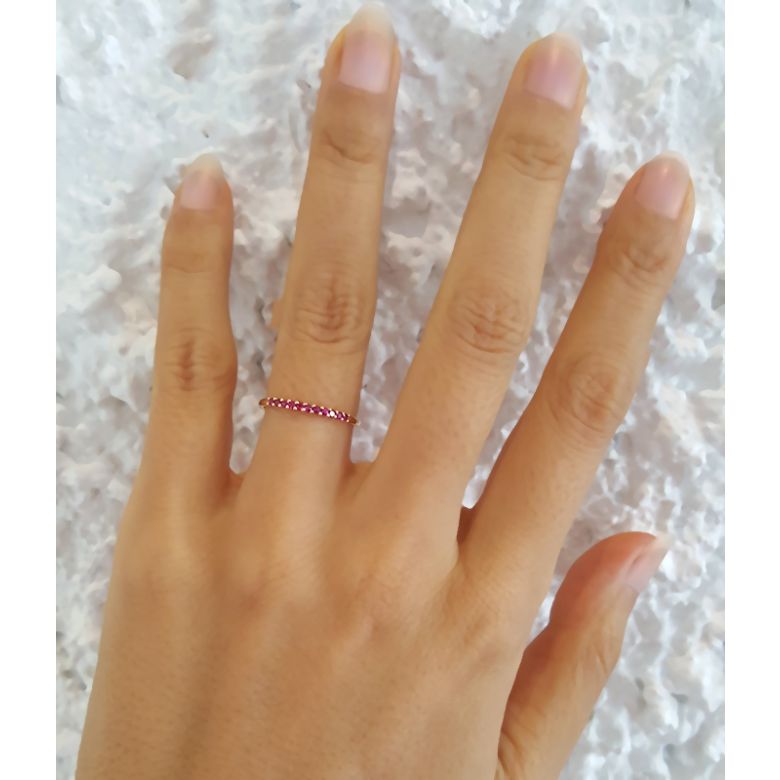 Bague or rose 18 carats - Rubis de Birmanie - Anneau - 2