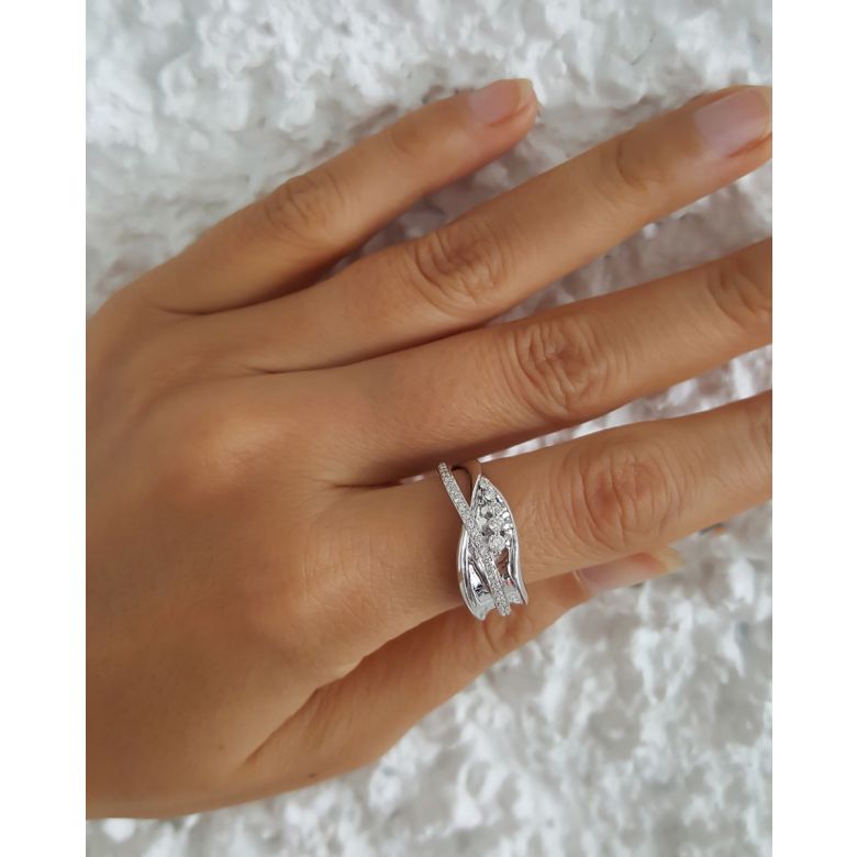 Fiançaille bague - Bague en or rose 18cts - 35 Diamants de 0.33ct - 6