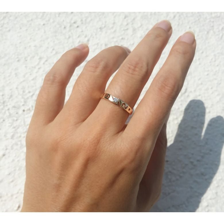Mon alliance de mariage - Alliance originale or jaune, diamant - Femme - 5