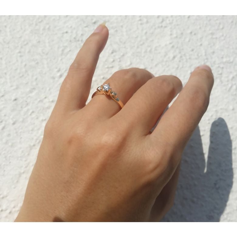 Solitaire or diamant - Bague fiancaille or jaune - Diamant griffes - 4