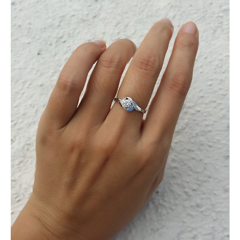 Bague Solitaire Enlacée - Bague Elliptique Platine & Diamants | Gemperles - 8