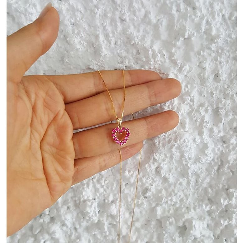 Pendentif coeur - Or jaune et Rubis de Birmanie - 4