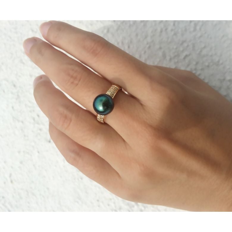 Bague Elbow - Perle de Tahiti - Or jaune, diamants - 4