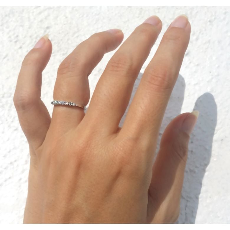 Bague fiançaille - Bague en or blanc 18 carats - Diamants 0.20ct - 3