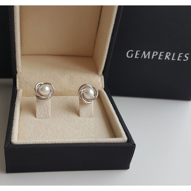 Boucles oreilles Chiyoko Or blanc. Perles Akoya Japon 6/6.5mm AAA - 5