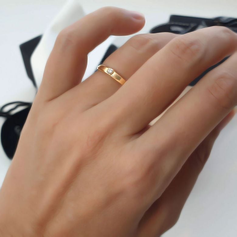 Alliance mariage originale - Alliance Femme - Or jaune - Diamant - 5
