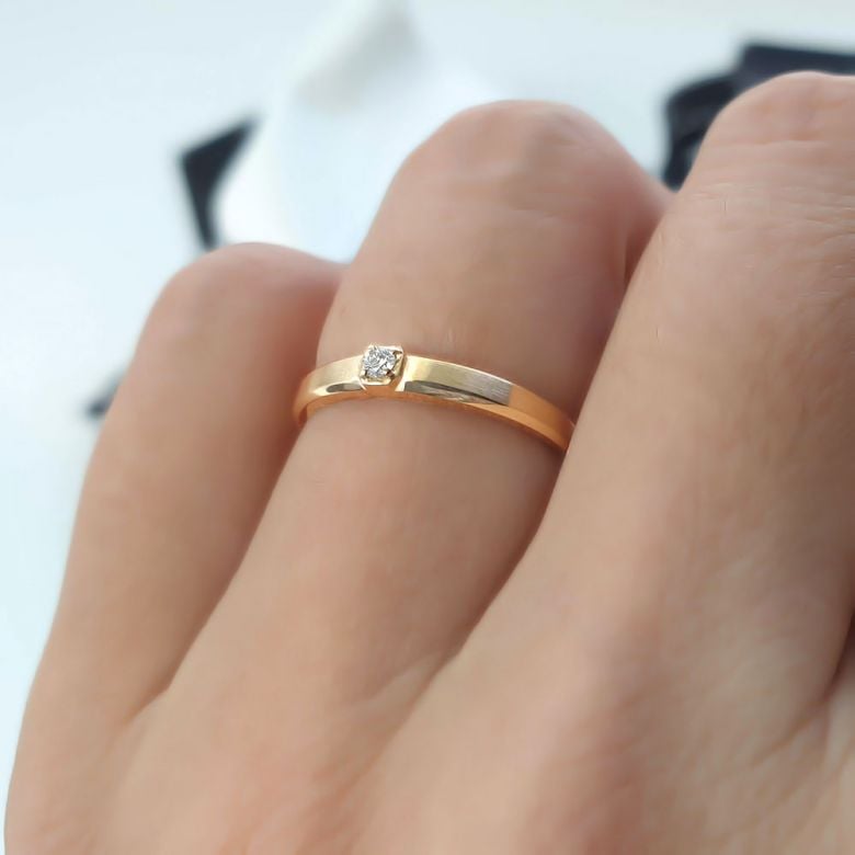 Alliance mariage originale - Alliance Femme - Or jaune - Diamant - 4