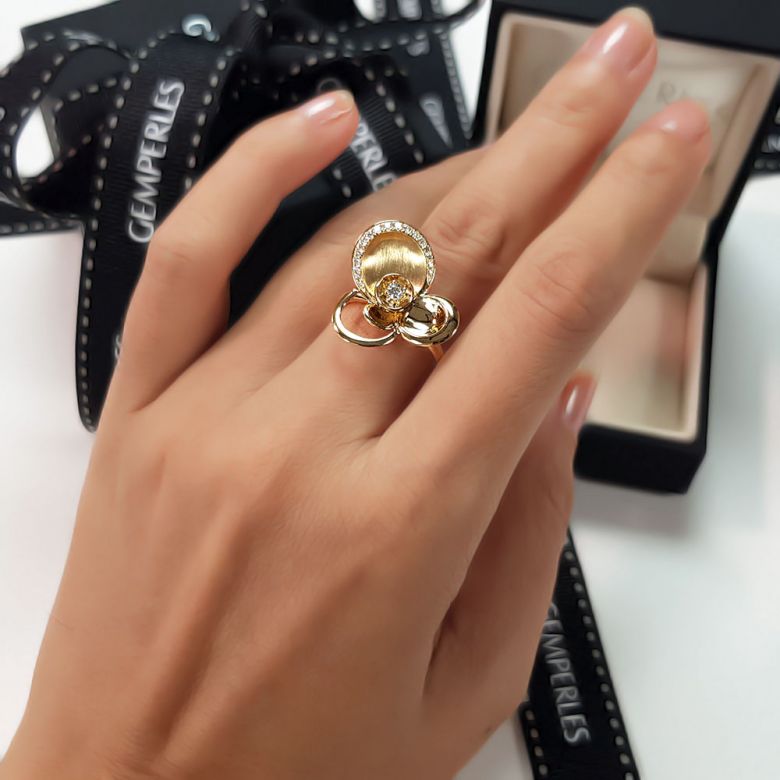 Bague diamants - Bague de fiançaille - En or jaune 18 carats  - 2