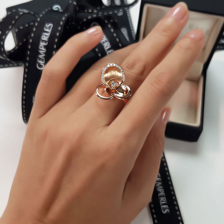 Bague diamants - Bague de fiançaille - En or rose 18 carats  - 3