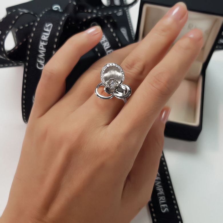 Bague diamants - Bague de fiançaille - En or blanc 18 carats  - 2