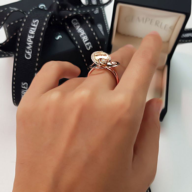 Bague diamants - Bague de fiançaille - En or rose 18 carats  - 4