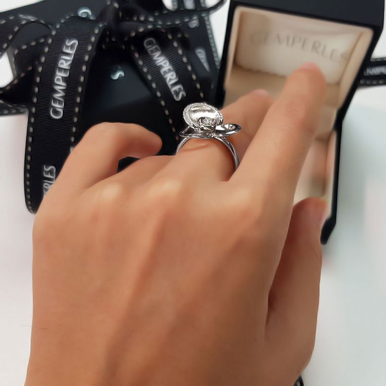 Bague diamants - Bague de fiançaille - En or blanc 18 carats  - 4