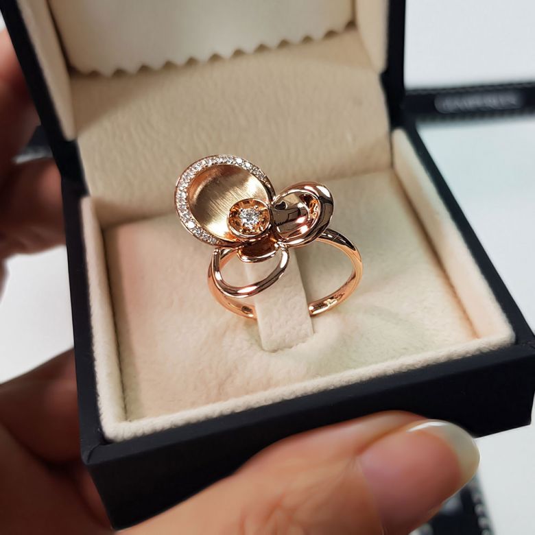 Bague diamants - Bague de fiançaille - En or rose 18 carats  - 5