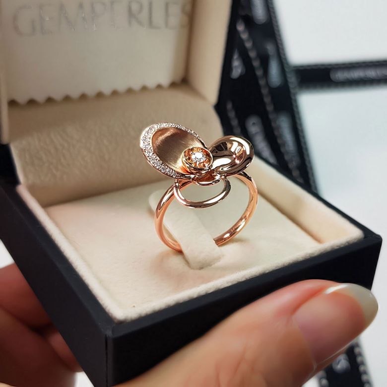 Bague diamants - Bague de fiançaille - En or rose 18 carats  - 6