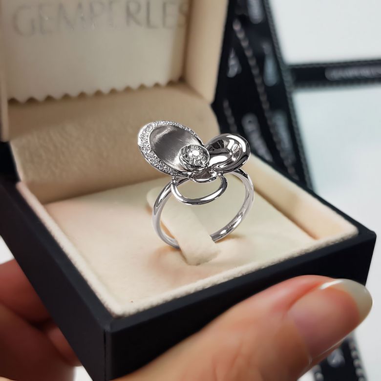 Bague diamants - Bague de fiançaille - En or blanc 18 carats  - 6