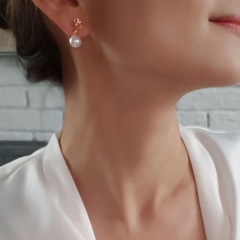 Boucles oreilles pendants - Perles Akoya - AAA - Or blanc et Diamants - 4