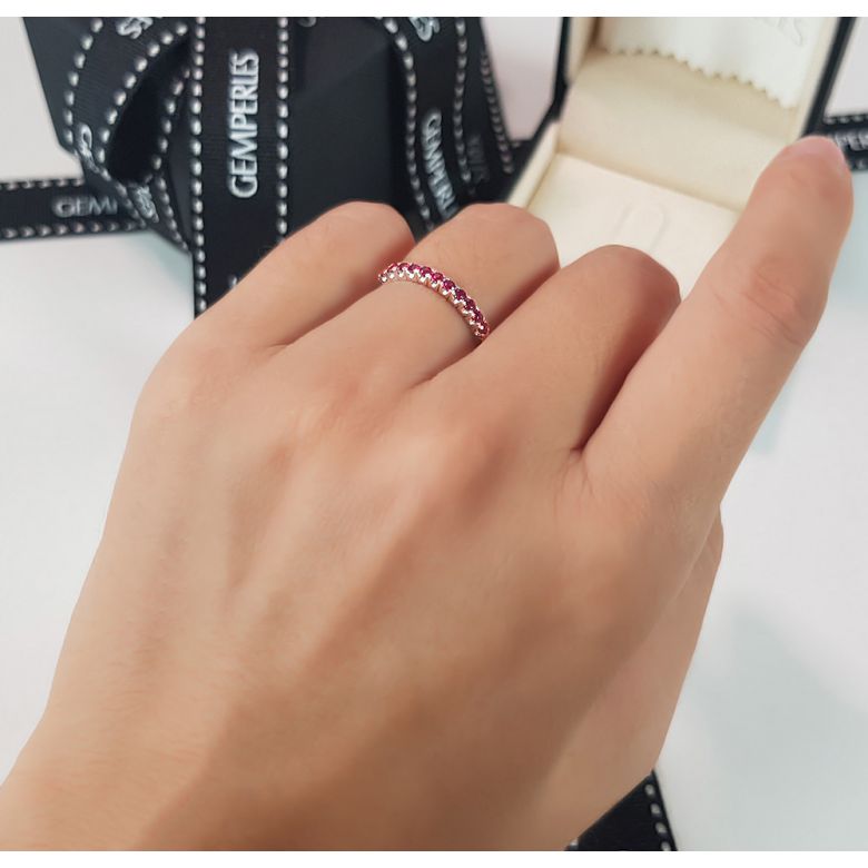 Bague rubis demi tour or blanc - Anneau type alliance - 5