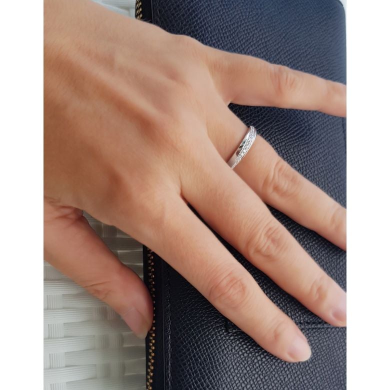 Alliance Femme Or blanc 18cts, diamants. Ondulation | Téa - 8