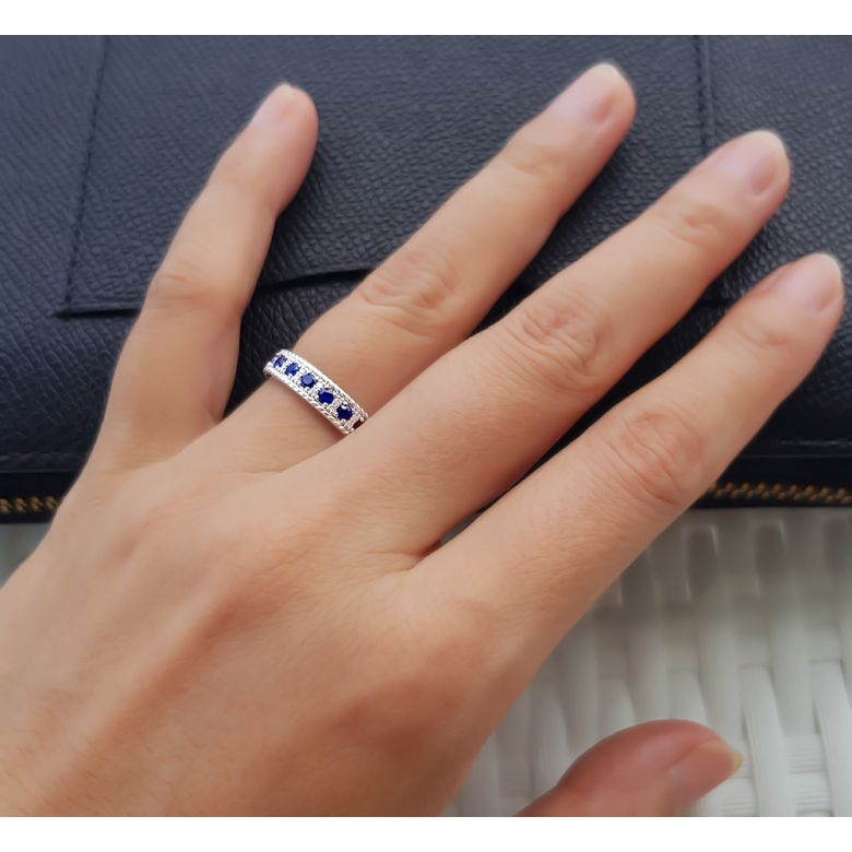Bague saphir - Tempietto - Or blanc, diamant, saphir - 2