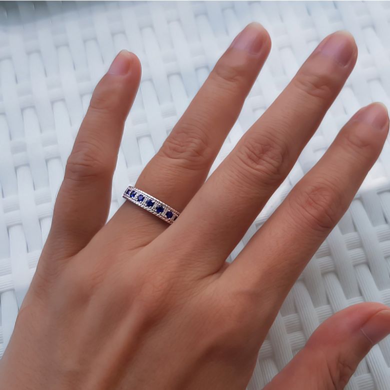 Bague saphir - Tempietto - Or blanc, diamant, saphir - 12