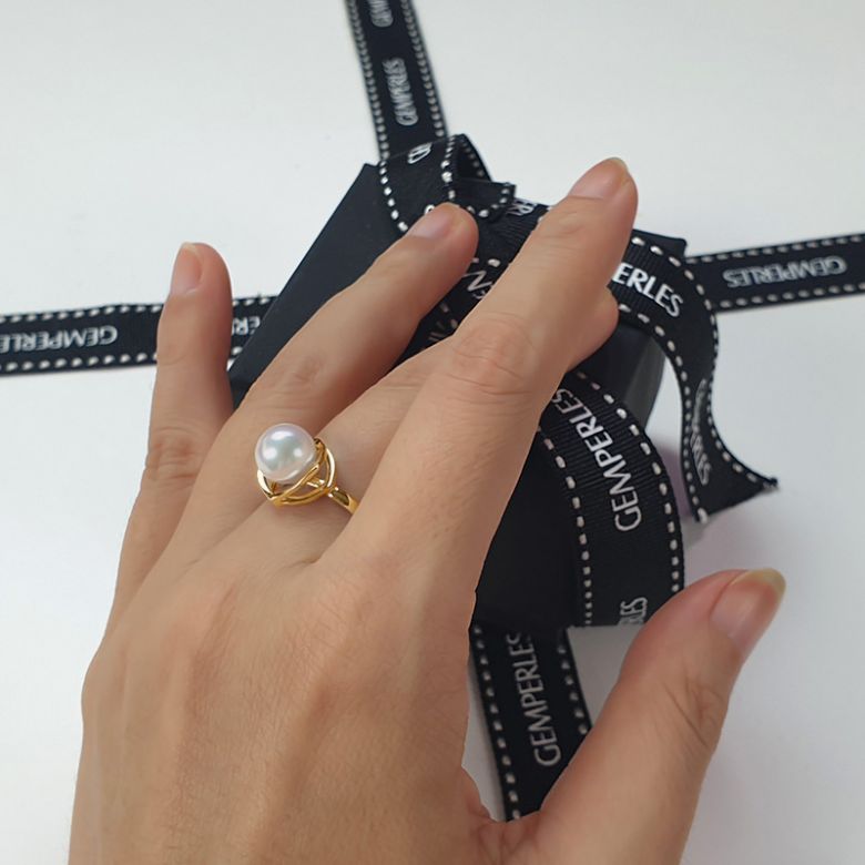 Bague perle de culture - Perle Akoya Japon - Or jaune - Coco Chanel - 12