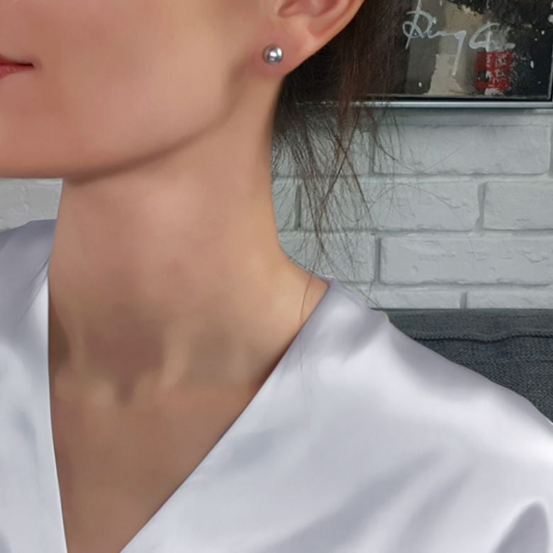Boucles d'oreilles perles eau douce lavandes - 8/9mm - AAA - Or blanc - 2