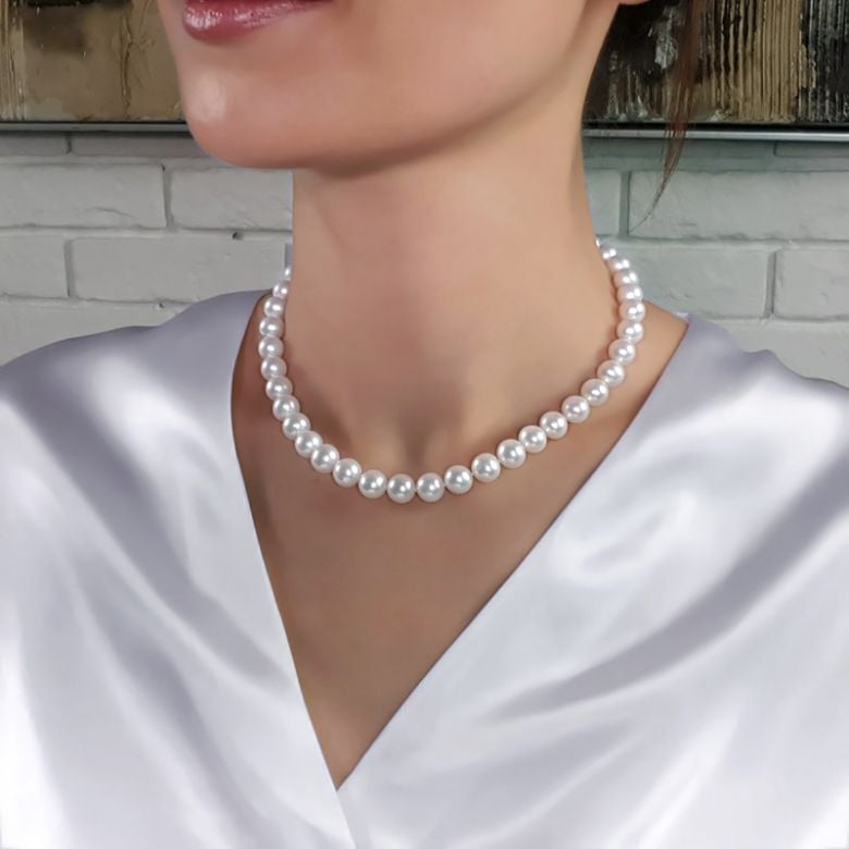 Collier perles eau douce blanches - Perles de culture - 8.5/9.5mm AAA - 5