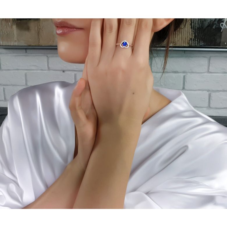 Bague coeur diamant saphir. Or jaune. Love me tender - 8
