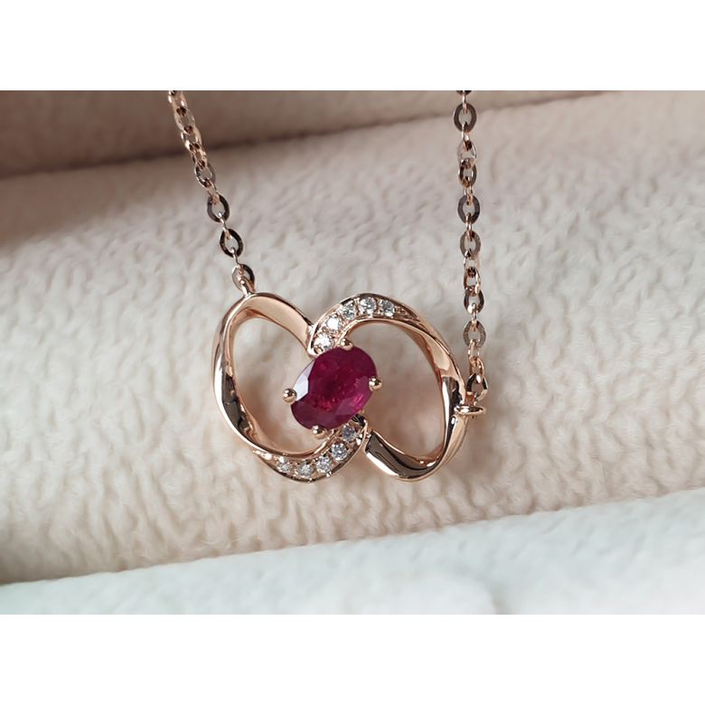 Pendentif papillon Or rose -  Rubis et Diamants en pendeloque - 6