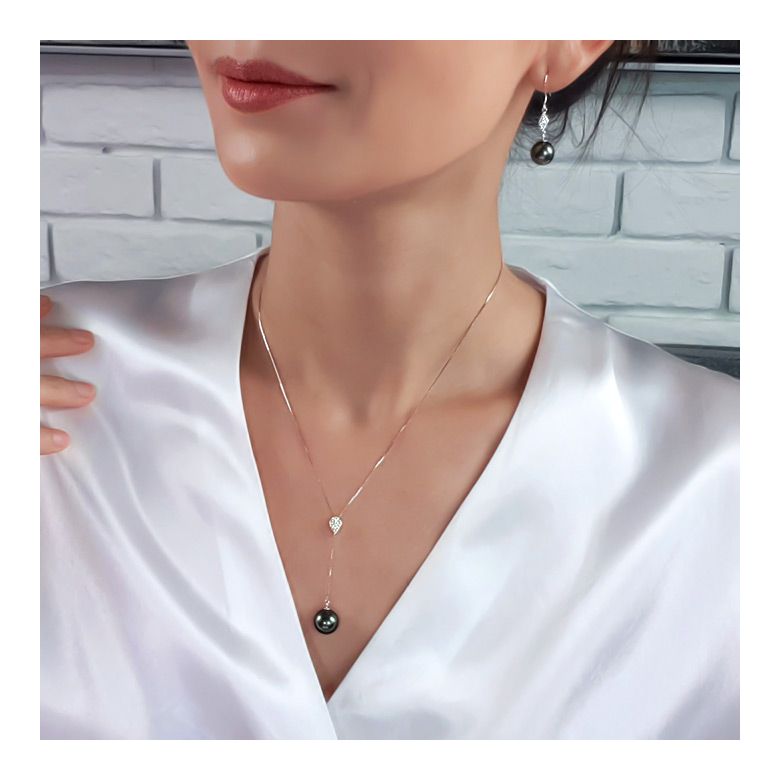 Collier pendentif or blanc et perle de Tahiti - Pendant nacré - 5